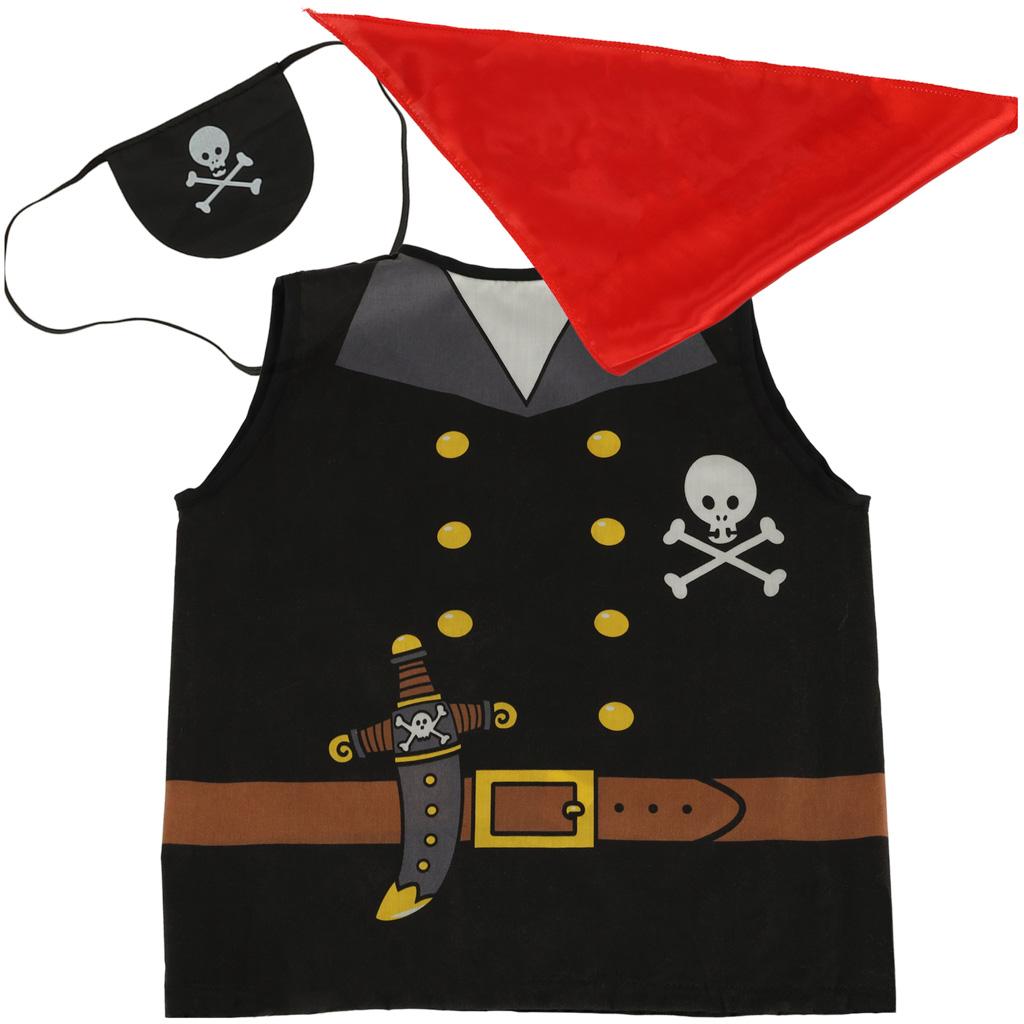 PiratudklÃ¦dning til bÃ¸rn 3-8 Ã¥r - vest, tÃ¸rklÃ¦de og klap for Ã¸jet