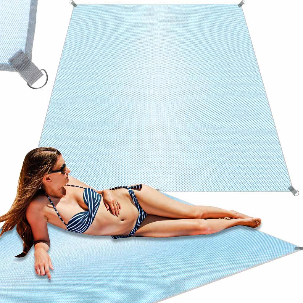 Strandmåtte sandfri XXL - 200 × 200 cm, blå
