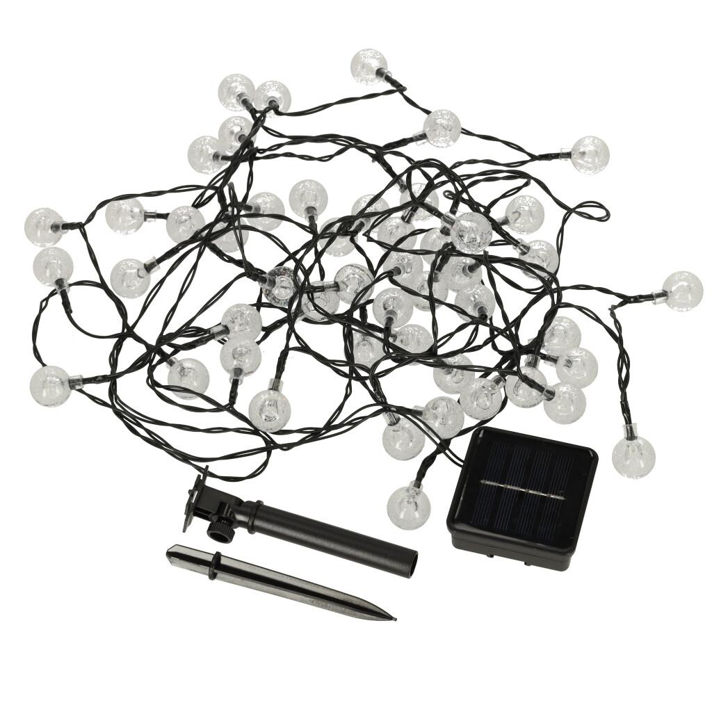 Solcelle lyskæde kugler 7 m – 50 LED kold hvid