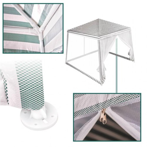 Havepavillon med myggenet – hvid/grøn, 3 x 3 m