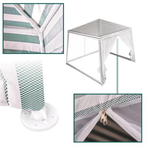 Havepavillon med myggenet – hvid/grøn, 3 x 3 m