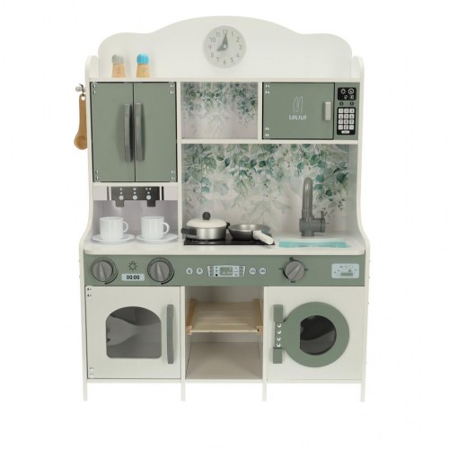 Legekøkken i træ LULILO Saliko med tilbehør og espressomaskine