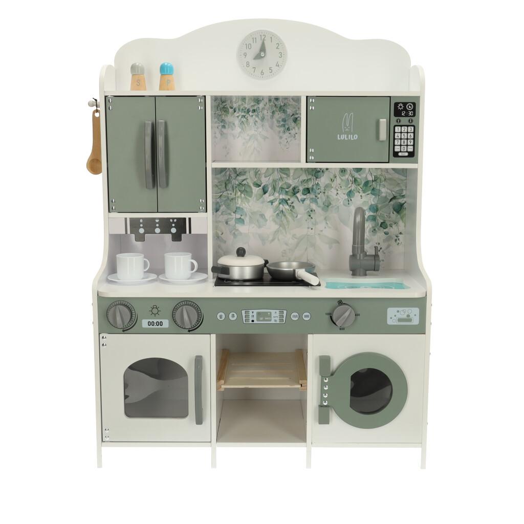 Legekøkken i træ LULILO Saliko med tilbehør og espressomaskine