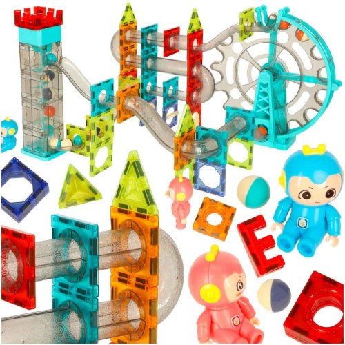 Magnetiske byggeklodser kuglebane med lyd og musik – 118 dele