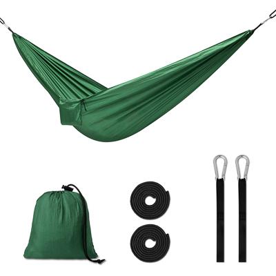 Rejsehængekøje 260 cm - grøn nylon, inkl. remme og karabiner