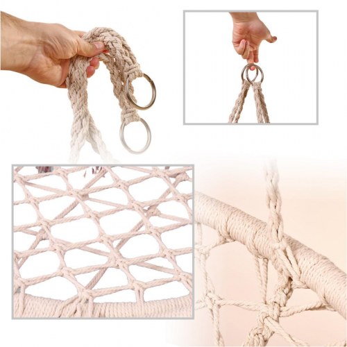 Hængestol storkerede med pude – XXL, ecru, Ø 80 cm