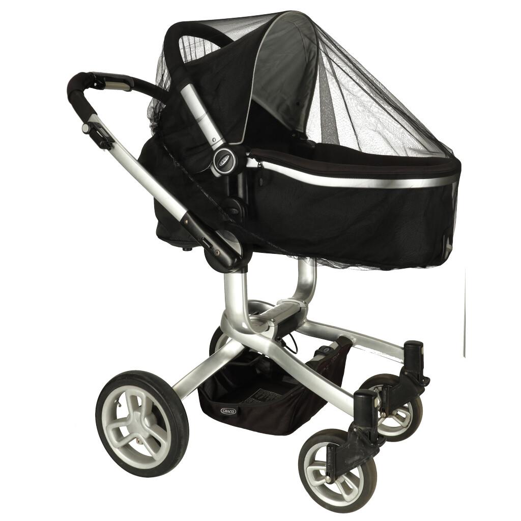 Myggenet til barnevogn/klapvogn - elastisk 140 cm, sort