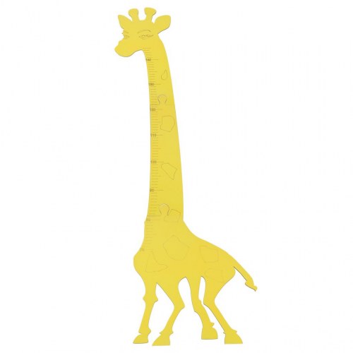 Højdemåler til børn i træ – giraf 125 cm, gul + kridttavle 32 × 44 cm