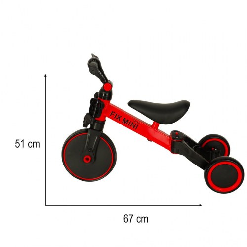 Løbecykel/tricycle 3-i-1 med pedaler – rød (Fix Mini)