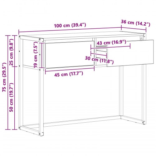 Endebord Gammelt træ 100 x 36 x 75 cm Konstrueret træ