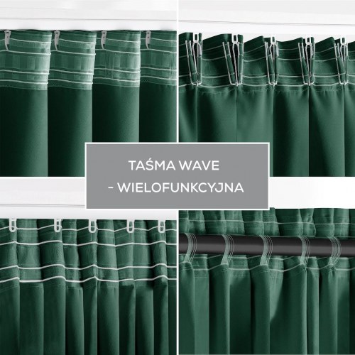 Mørklægningsgardin blackout 200×175 cm - flaskegrøn, klassisk med bånd (RESTILO)