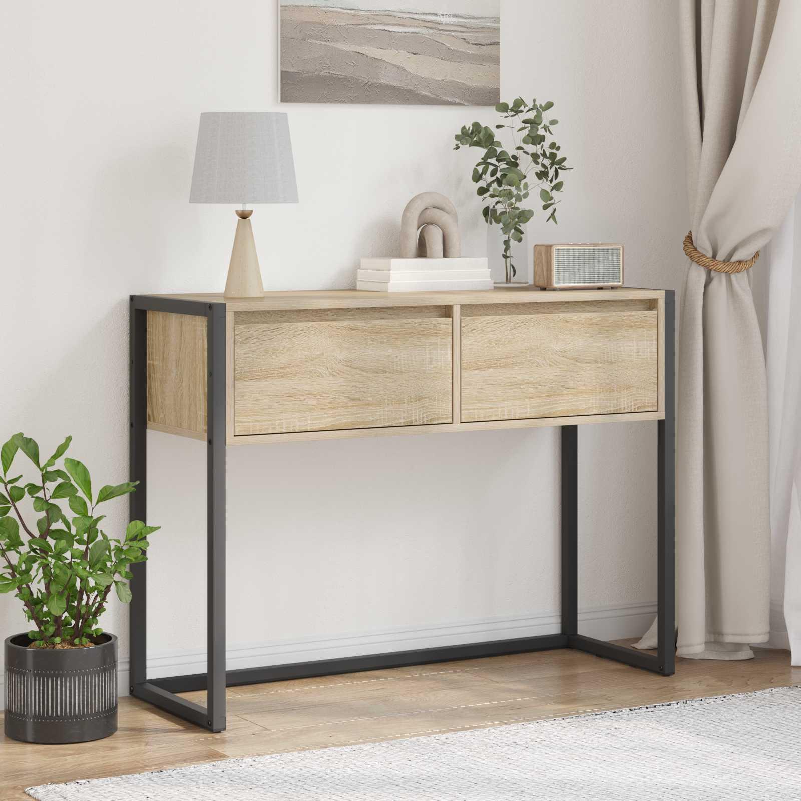 Endebord med skuffe Sonoma 100 x 36 x 75 cm Konstrueret træ