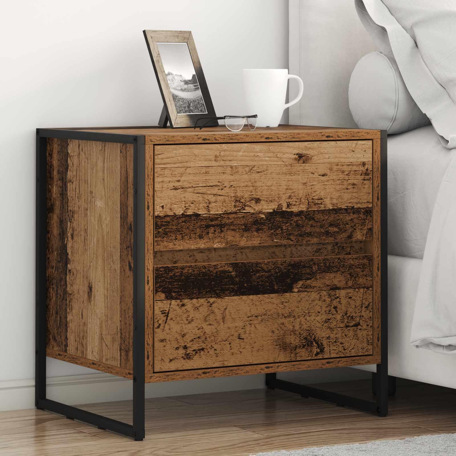 Sengebord 2 stk Gammelt træ 50 x 39,5 x 50 cm Konstrueret træ