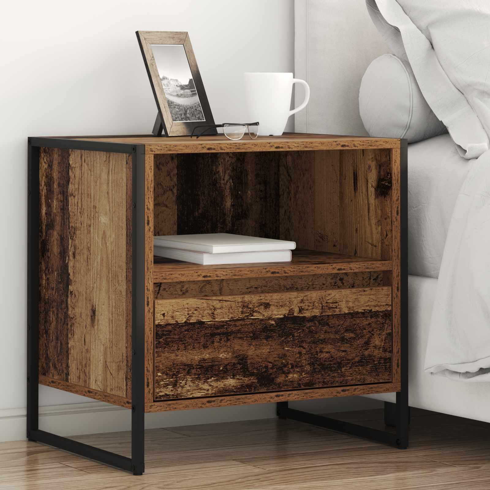 Sengebord 2 stk Gammelt træ 50 x 39,5 x 50 cm Konstrueret træ