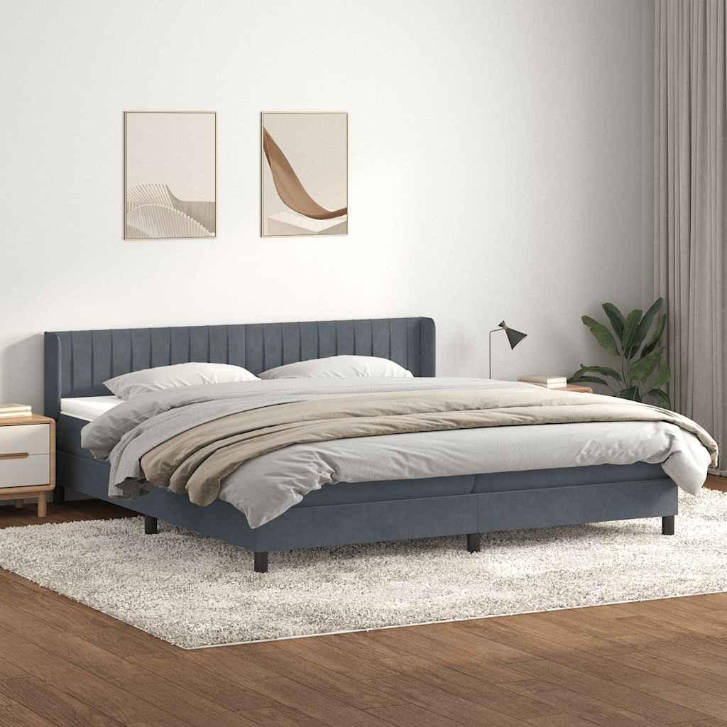 Kontinentalseng med madras 180×210 cm i fløjl - mørkegrå