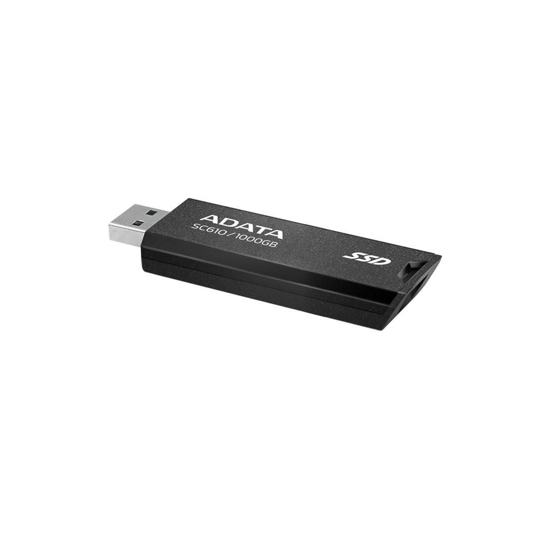USB flashdrev ADATA SC610 1 TB, USB Type‑A 3.2 Gen 2, sort billede