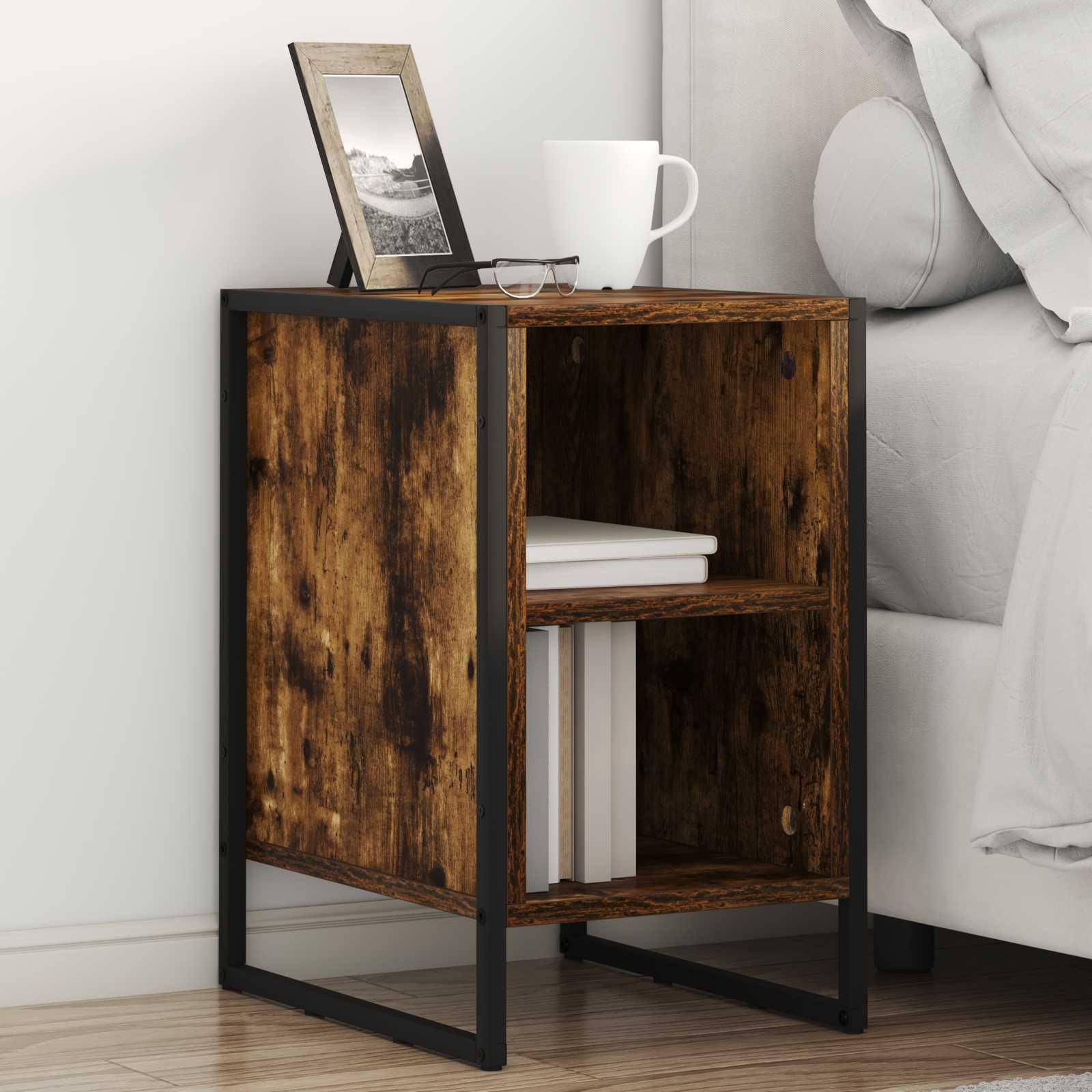 Sengebord 2 stk Røg Eg 39,5 x 30 x 50 cm Konstrueret træ