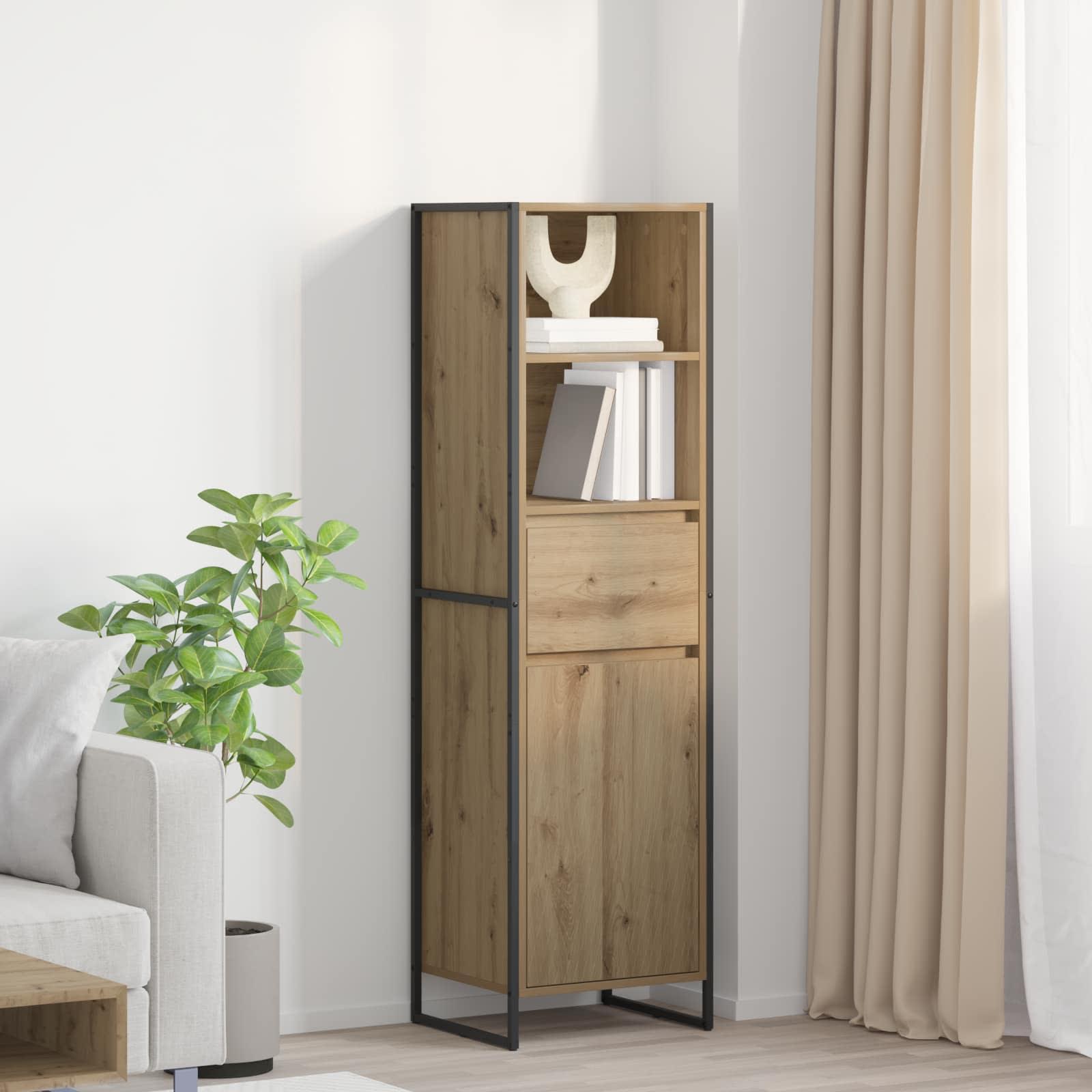 Bogskab i industriel stil - Artisan eg 43 × 36 × 150,5 cm, konstrueret træ