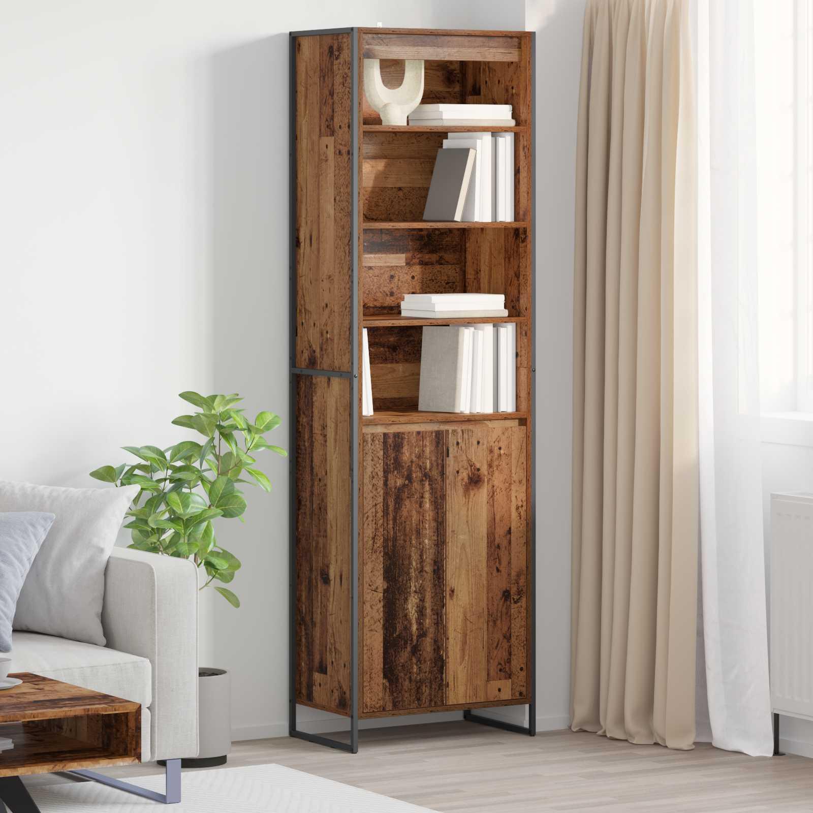Høje Skabe 2 stk Gammelt træ 60 x 36 x 300 cm Konstrueret træ