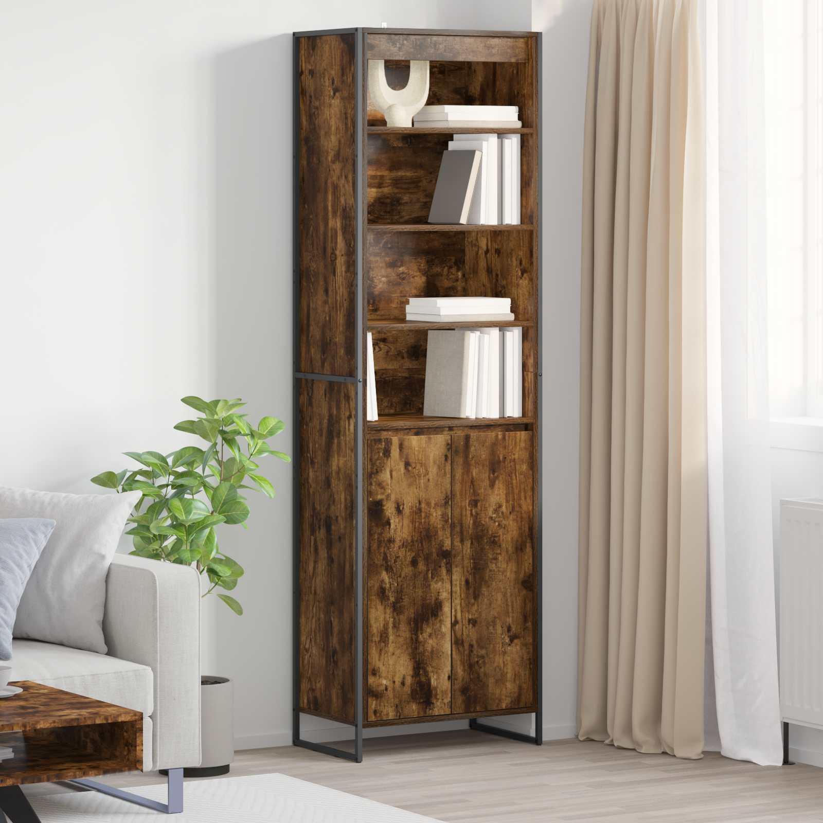 Høje Skabe 2 stk Røget Eg 60 x 36 x 300 cm Konstrueret træ