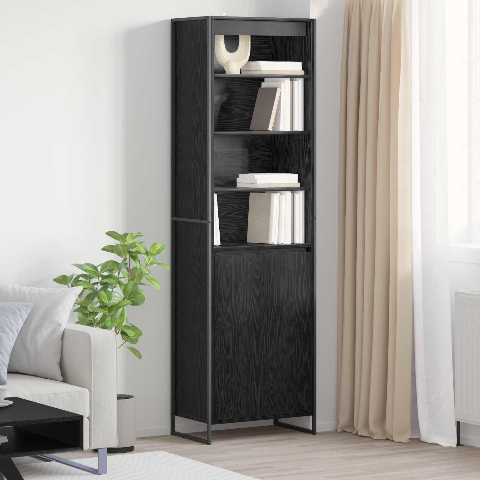 Høje Skabe 2 stk Sort eg 60 x 36 x 300 cm Konstrueret træ