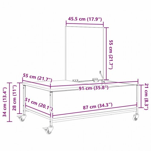 Sofabord Artisan Egetræ 91 x 55 x 32 cm Konstrueret træ