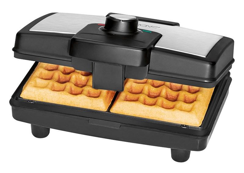 Vaffeljern – Clatronic WA 3606, 2 firkantede vafler, sort/rustfrit stål, 800 W billede