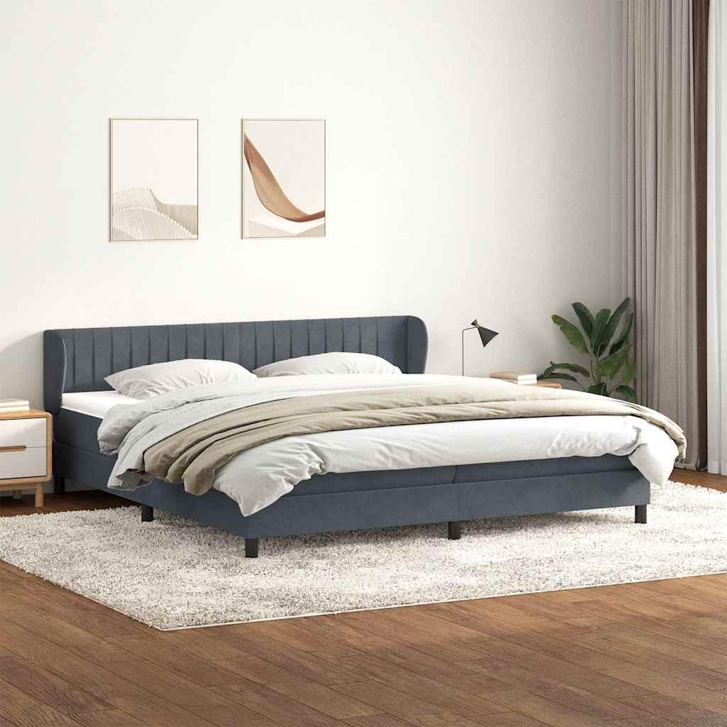 Kontinentalseng med madrasser 180 × 210 cm - fløjl, mørkegrå