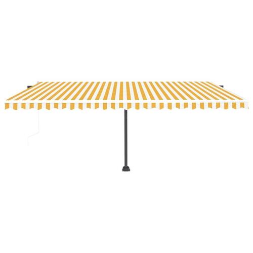 Markise m. LED + vindsensor 500x350 cm automatisk gul og hvid