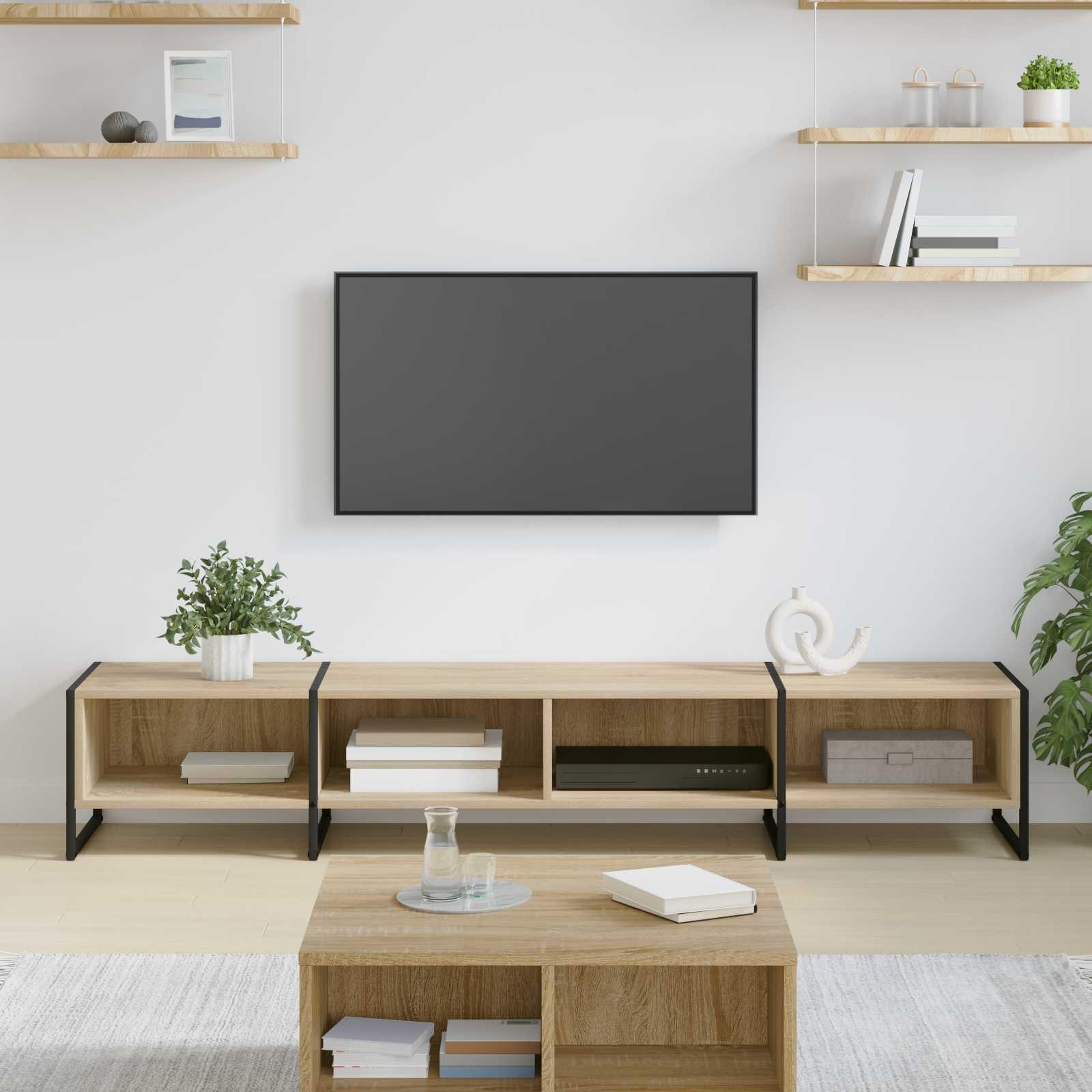 TV-bord i sonoma eg 170,5 × 36 × 30,5 cm - konstrueret træ med stålben