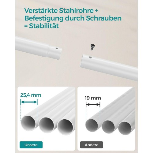 Tøjstativ med hjul dobbelt garderobestativ, kraftig metalramme, hylde, hvid, 103,5 cm bred, maks. 100 kg