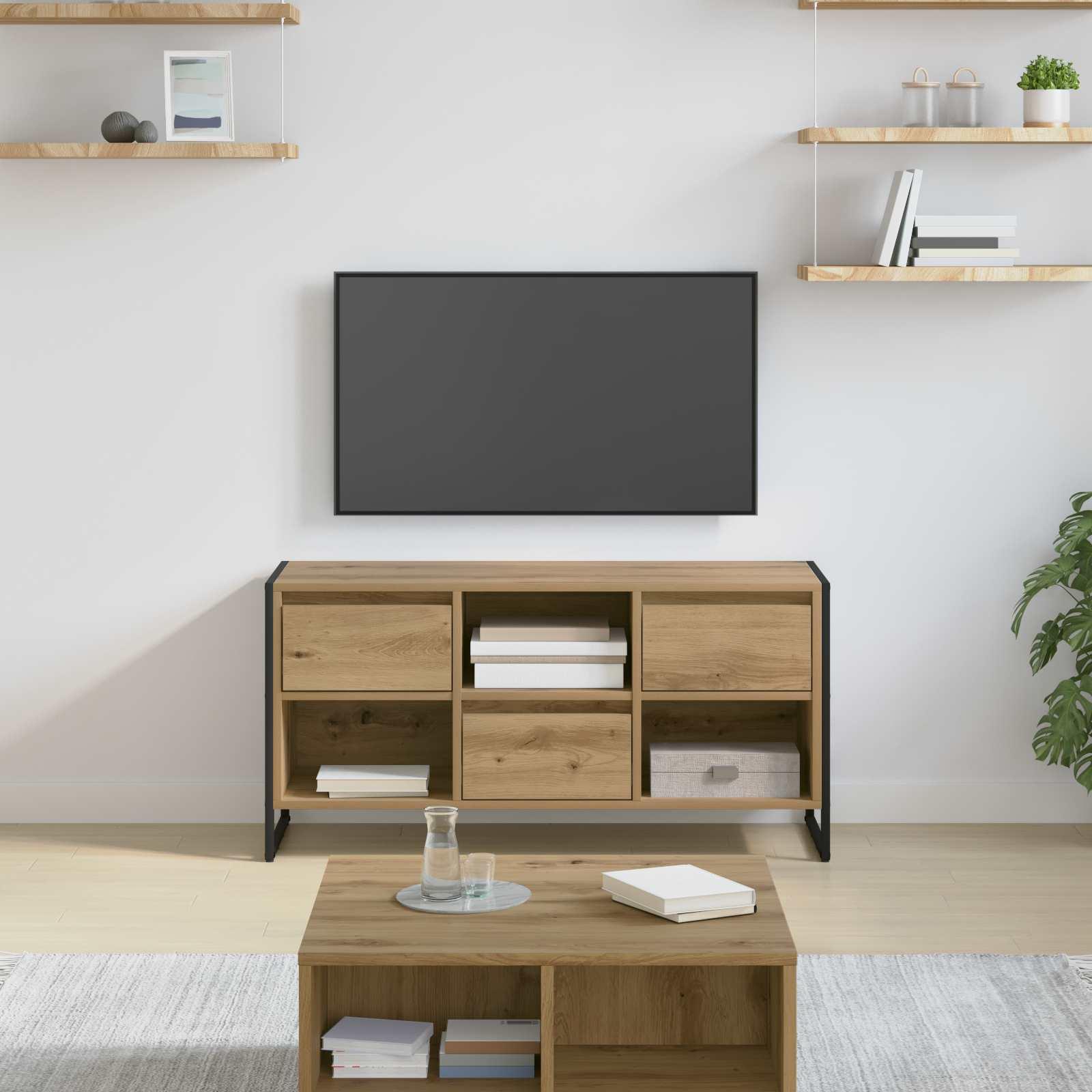Tv-skab Med Skuffe 100 X 36 X 49,5 Cm Konstrueret Træ - artisan eg