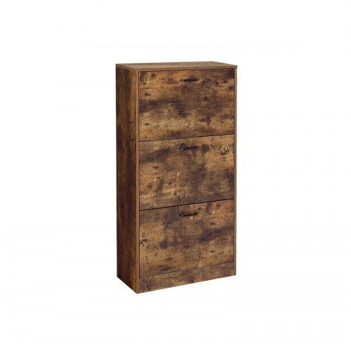 Skoskab med klapdøre 3 niveauer, smalt skab 60 × 24 × 120 cm, rustik brun