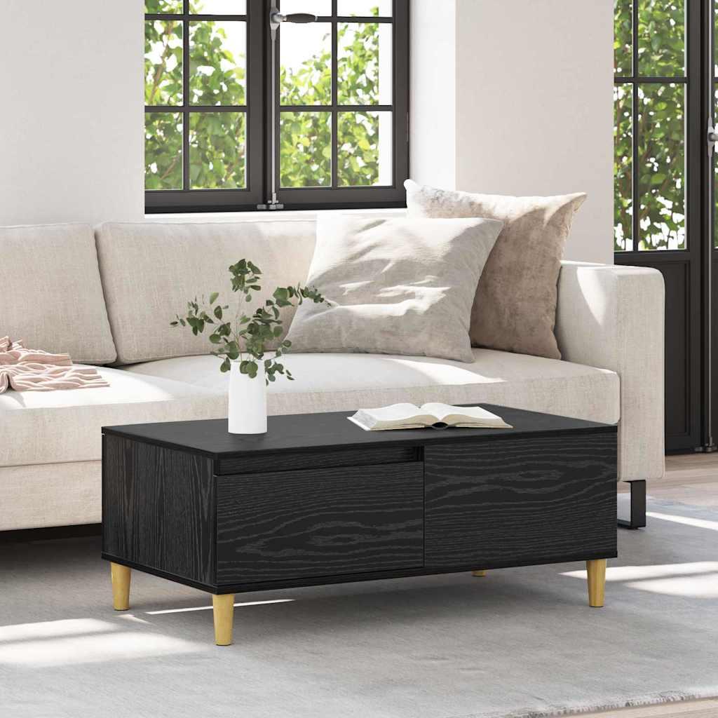Sofabord med skuffe Sort eg 90 x 50 x 35 cm Konstrueret træ