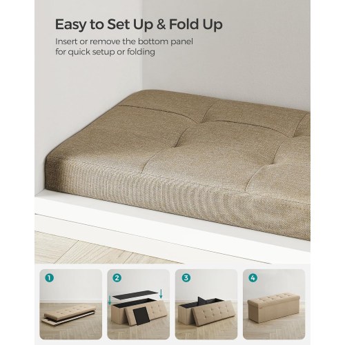 Foldbar opbevaringsbænk med låg - Camel Brown, 110 cm