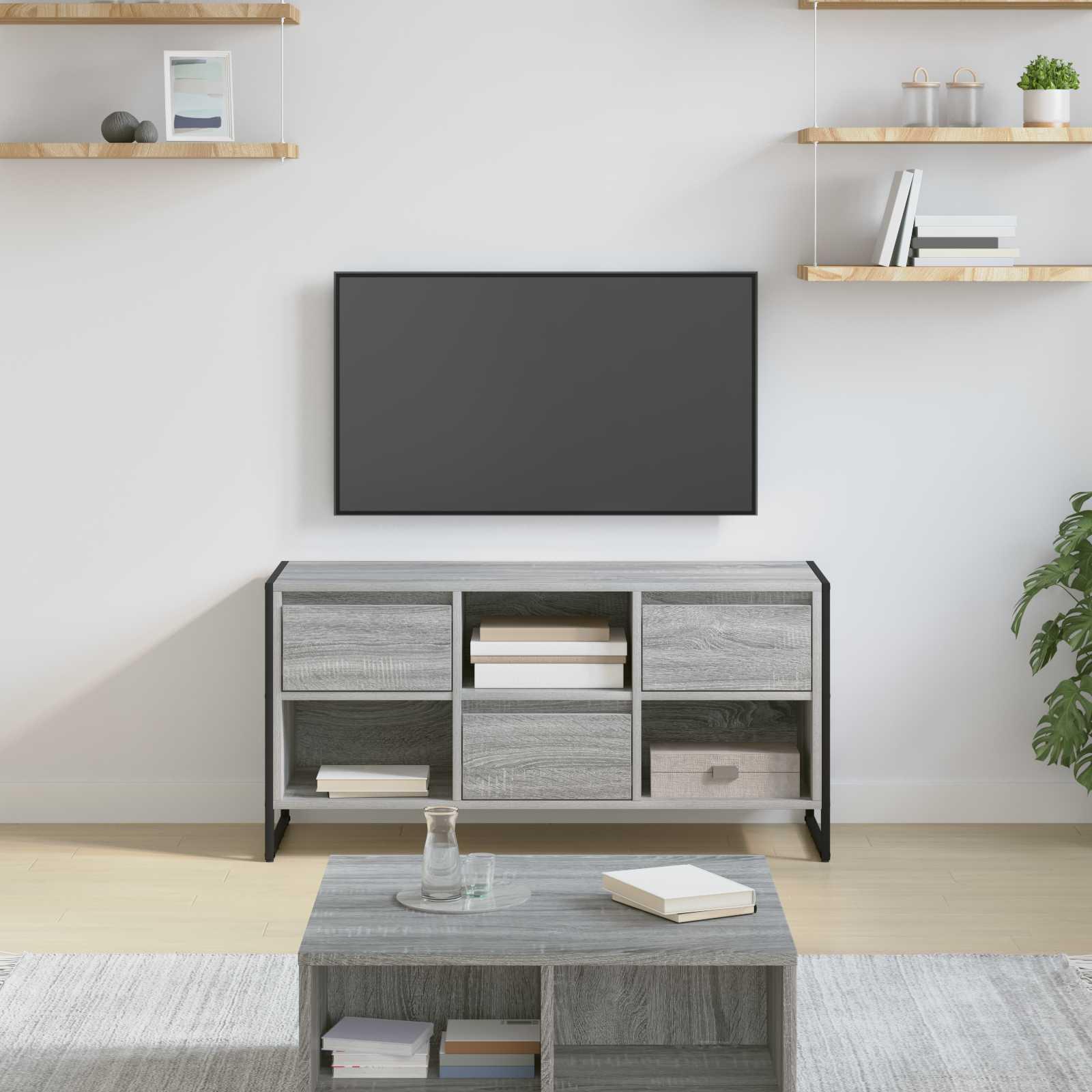 Tv-skab Med Skuffe 100 X 36 X 49,5 Cm Konstrueret Træ - Grå sonoma-eg