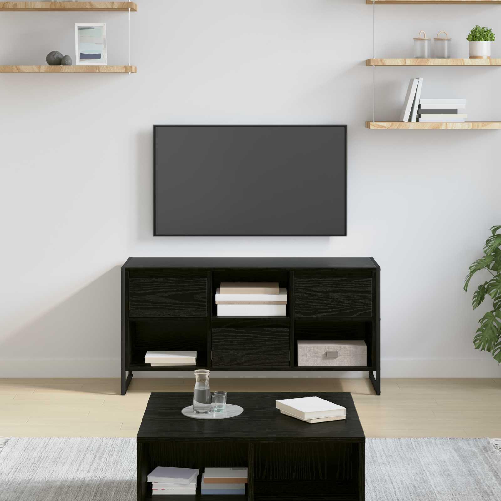 Tv-skab Med Skuffe 100 X 36 X 49,5 Cm Konstrueret Træ - Sort eg