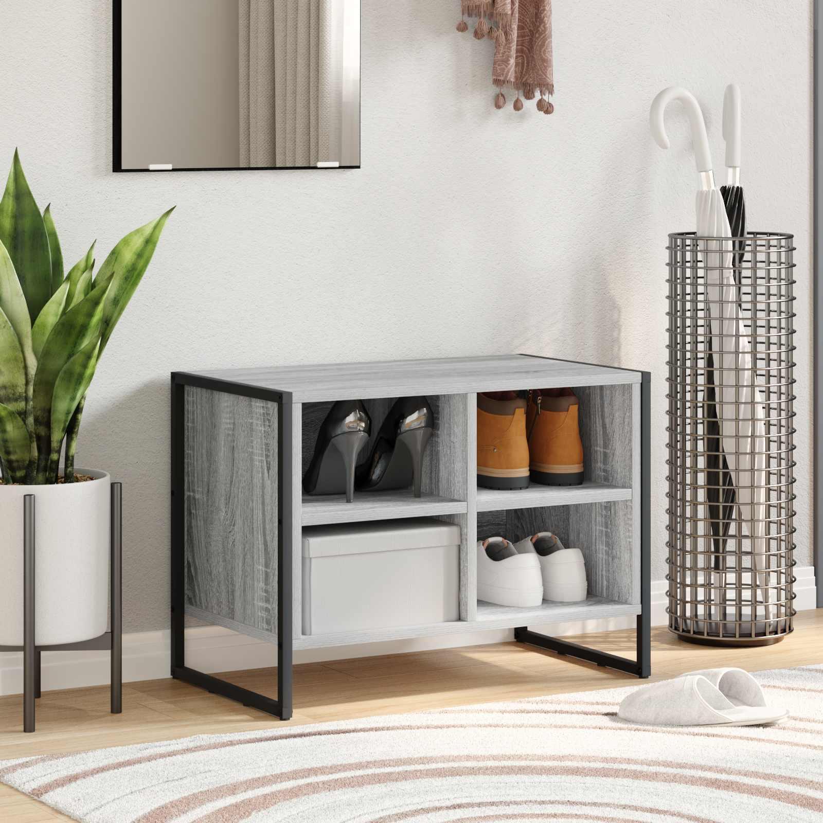 Skoskab i grå sonoma - 60 × 35 × 44 cm, konstrueret træ
