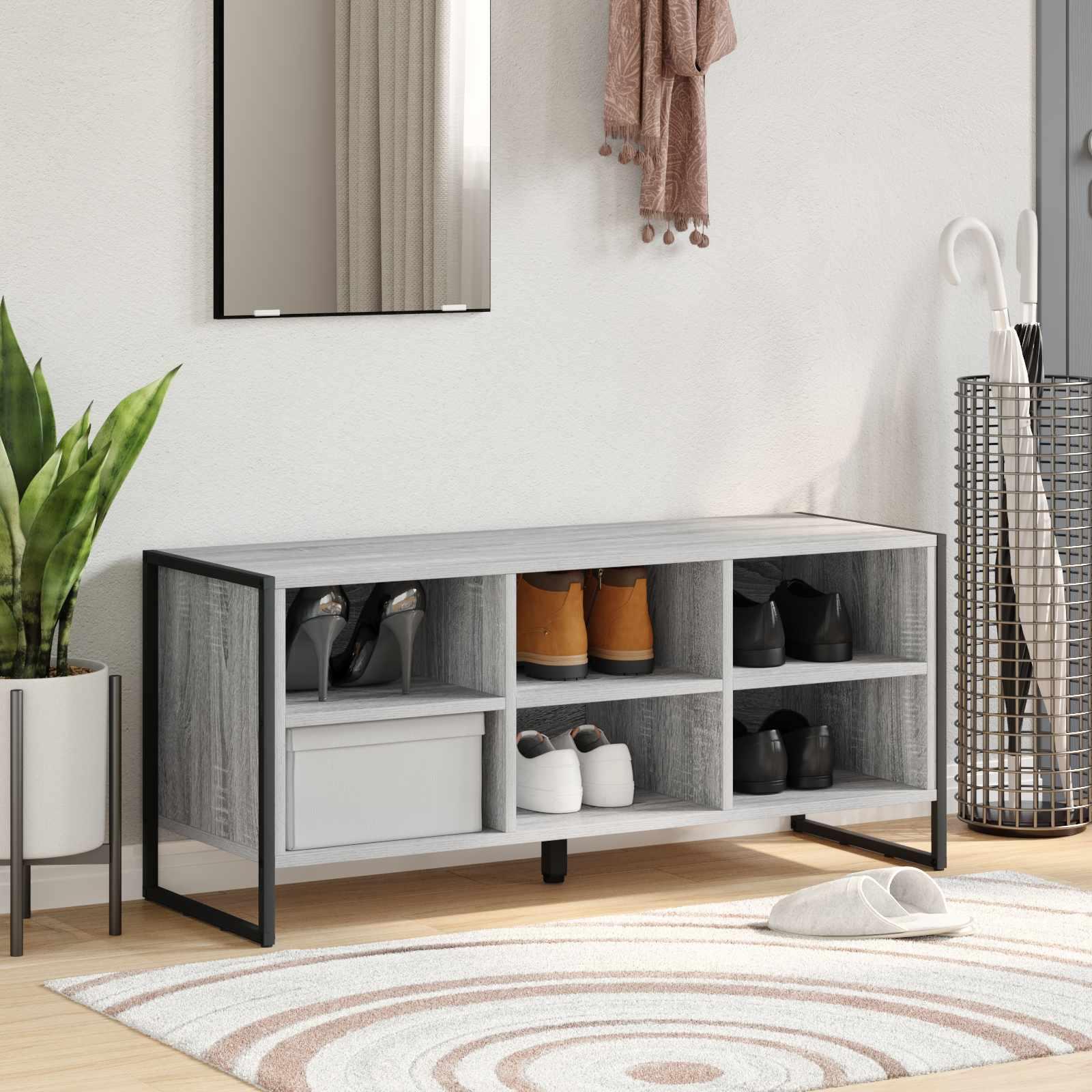 Skoskab i grå sonoma - 100 × 35 × 44 cm, konstrueret træ