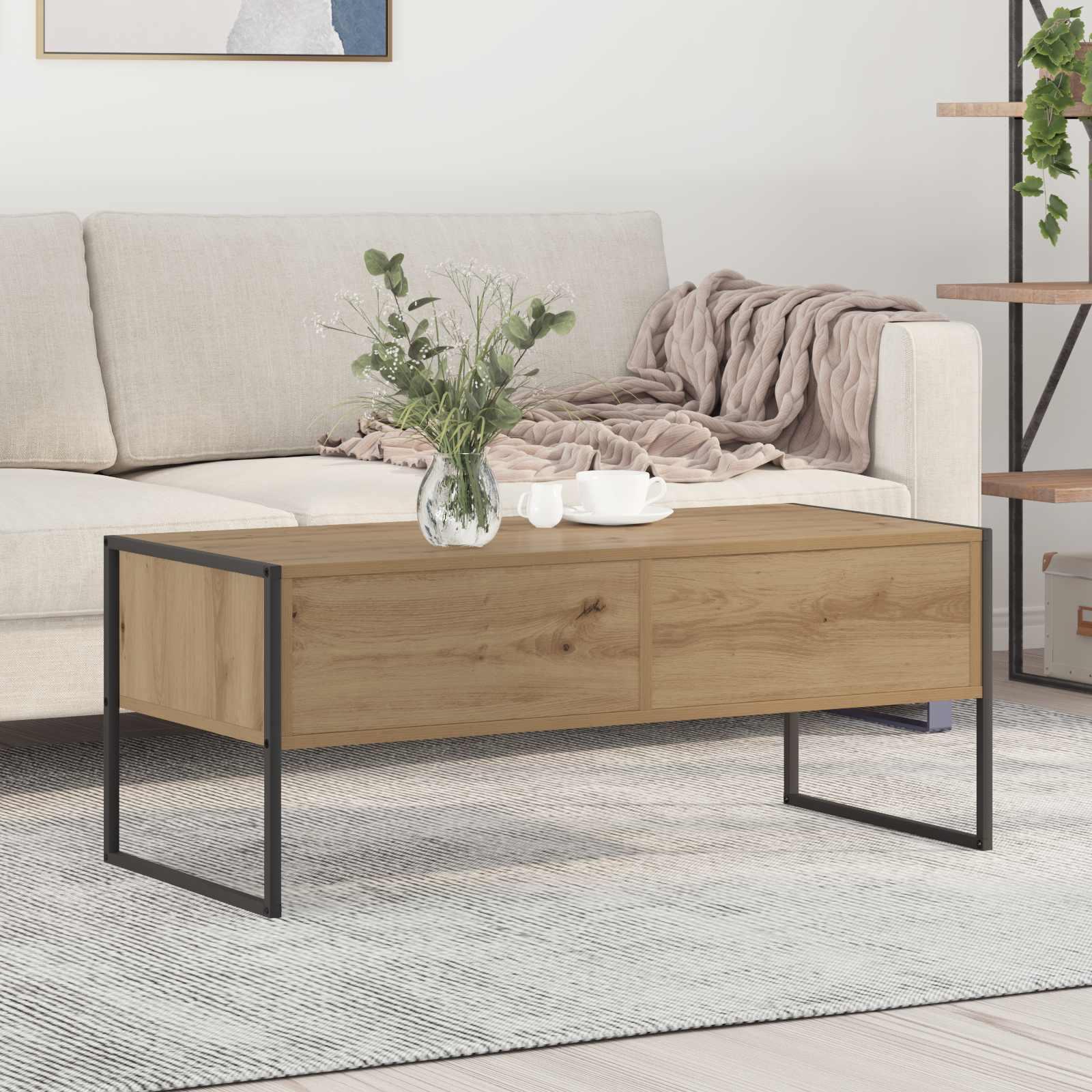 Sofabord med skuffe Artisan eg 100 x 46 x 40 cm Konstrueret træ
