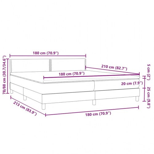 Kontinentalseng med madras 180x210 cm fløjl mørkegrå