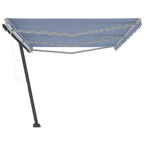 Fritstående markise 600x350 cm automatisk betjening blå/hvid