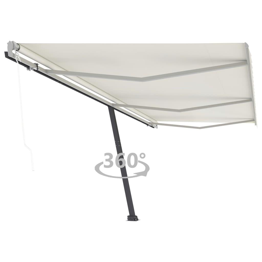 Fritstående markise 600x350 cm automatisk betjening cremefarvet