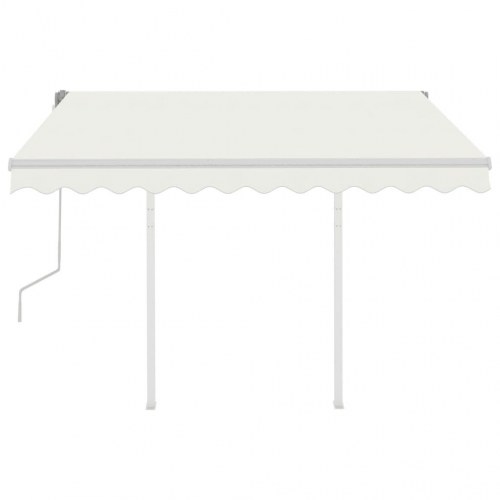 Markise m. stolper 3x2,5 m manuel betjening cremefarvet