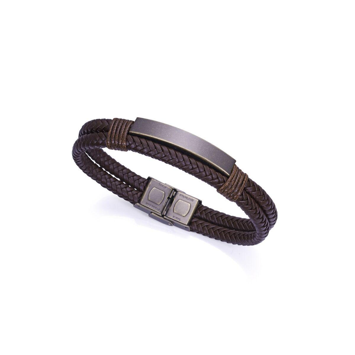 Armbånd til mænd - brun flettet læder 15145P01011