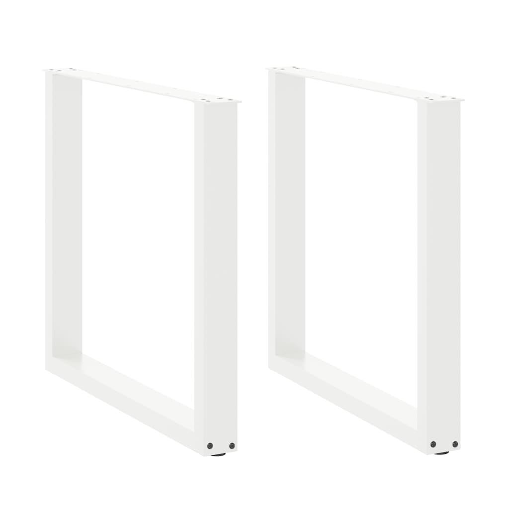 Spisebordsben U-formet 2 stk. hvid 90 x (72-73) cm stål