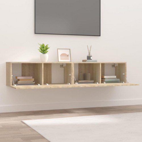 Tv-skabe 2 stk. 80x30x30 cm konstrueret træ sonoma-eg (OUTLET A+)
