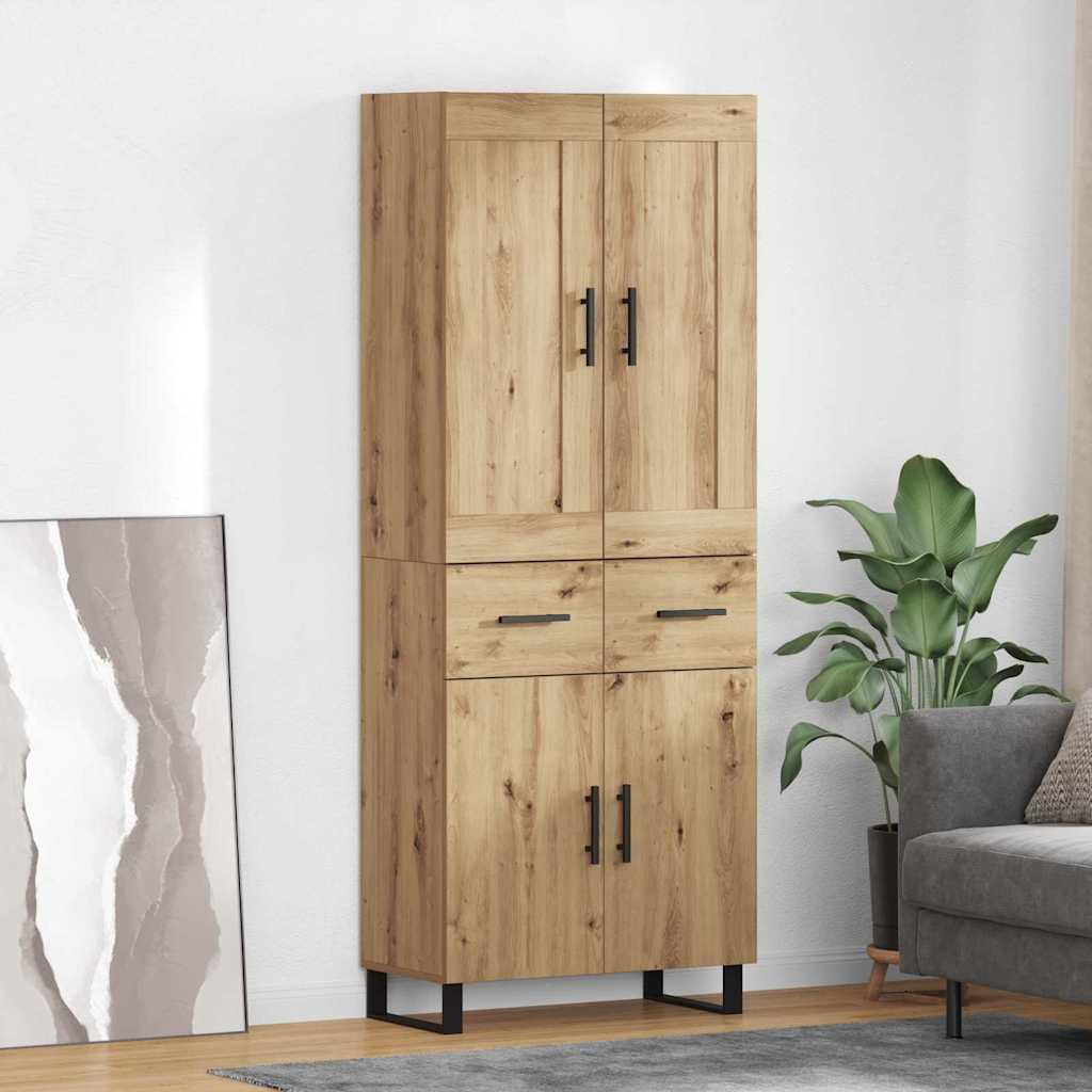 Highboard med skuffe 2 stk Artisan Egetræ Ingeniørtræ og glas