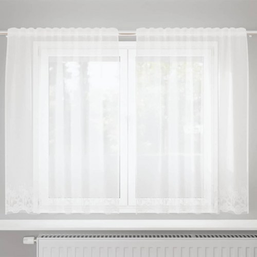 Lace Gardin med gardiner Hvid 150 x 160 cm Polyester