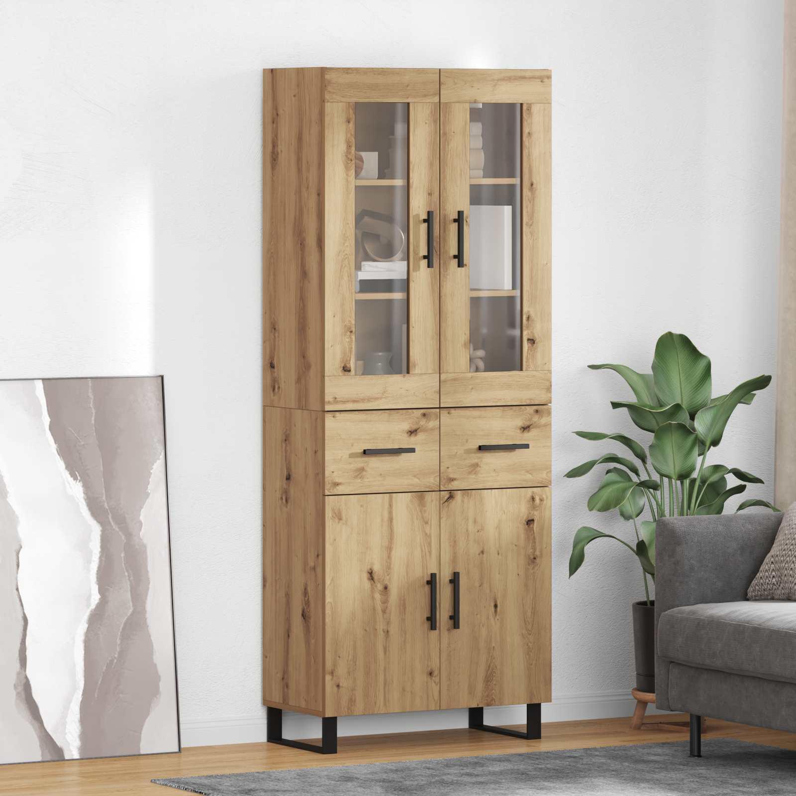 Highboard 2 stk Artisan Egetræ Ingeniørtræ og glas
